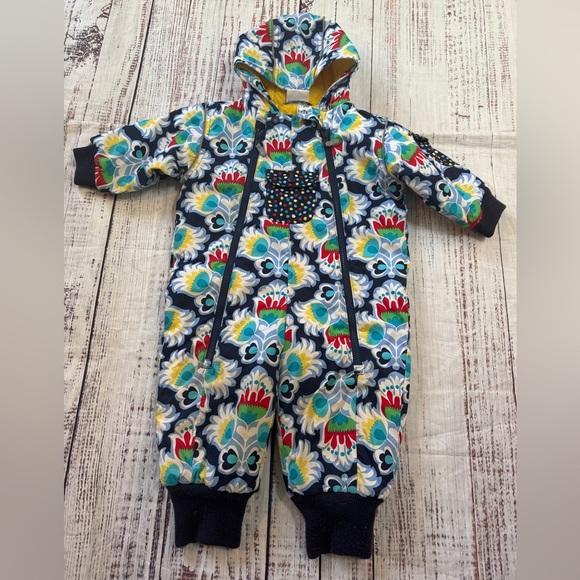 Hanna Andersson Baby Snowsuit Size 80 Nordic Print Hooded One Piece - Picture 2 of 6